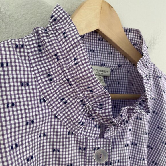 Appleseeds Woman Plus 2X Long Sleeve Button Up Shirt Wired Collar Pocket Top - Picture 10 of 13